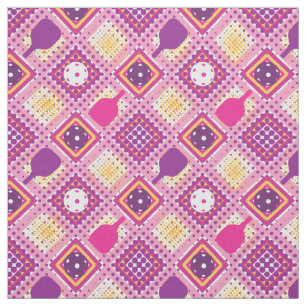 Tecido Estilo de piclebol - roxo, rosa, amarelo