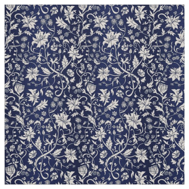 Tecido Estilo de vinheta belo padrão floral azul (Modelo)