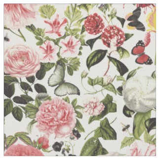 Tecido Estilo de Vintagem das Flores e Borboletas Elegant