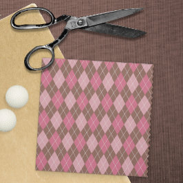 Tecido Estilo do Knit Argyle bonito Rosa / Ouros castanho