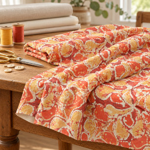 Tecido Estilo Paisley do Batik Vermelho Amarelo Vermelho