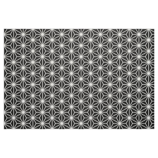 Tecido Estilo tradicional de Asanoha - branco no preto (Fat Quarter)