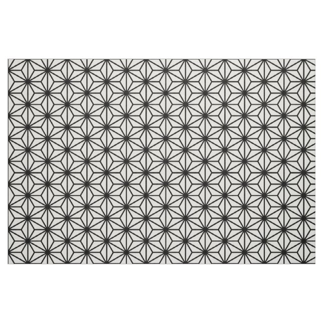Tecido Estilo tradicional de Asanoha - preto no branco (Fat Quarter)