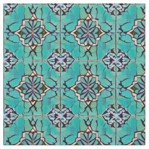 Tecido Estilo Tuscano do Teal Medallion Repetindo Padrão