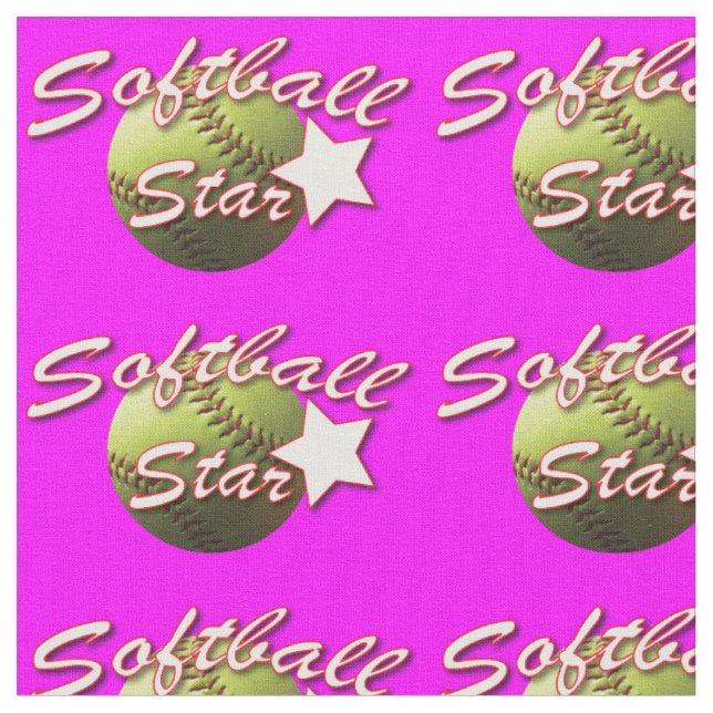 Tecido Estrela amarela do softball no rosa (Detalhe)