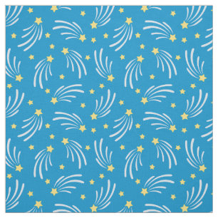 Tecido Estrela Cadente Azul e Amarelo por Metro