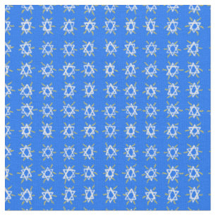 Tecido Estrela de David Hanukkah Padrão Branco Azul