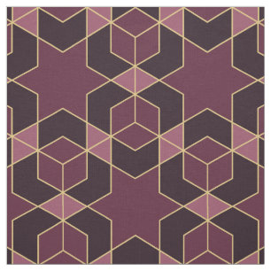 Tecido Estrela geométrica de ouro burgundy elegante CC125