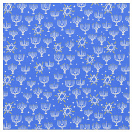 Tecido Estrela Menorah de David Hanukkah Padrão Azul Bran