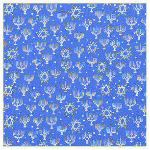 Tecido Estrela Menorah de David Hanukkah Padrão Branco A