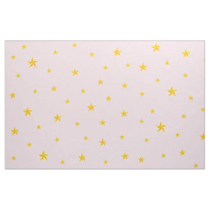 Tecido Estrelas amarelas Ouros dispersas em Rosas claro