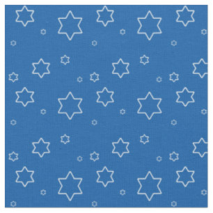 Tecido Estrelas brancas de David em azul