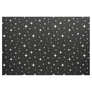 Tecido Estrelas cintilantes padrão preto e branco