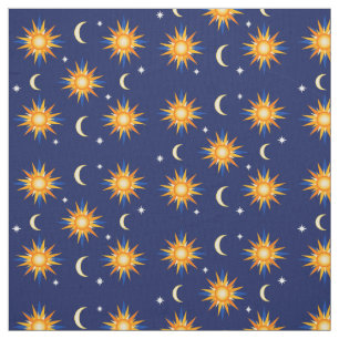 Tecido Estrelas da lua de Sun que Sewing o material azul