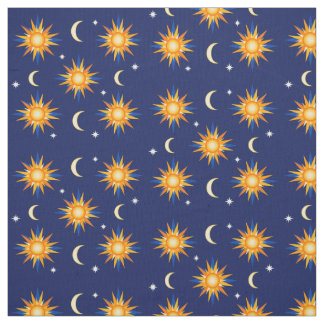 Tecido Estrelas da lua de Sun que Sewing o material azul