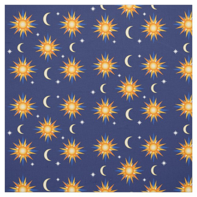Tecido Estrelas da lua de Sun que Sewing o material azul (Modelo)