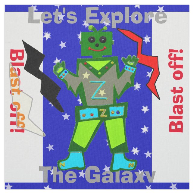 Tecido Estrelas de Alienígena Robô Cartoon (Modelo)