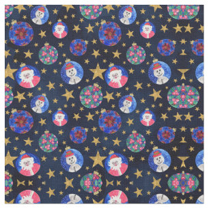 Tecido Estrelas Douradas Festivas de Lâmpadas Ornações Aq