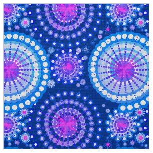 Tecido Estrelas e pineiras, azul cobalto e branco