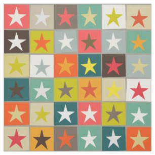 Tecido estrelas encaixotadas retros
