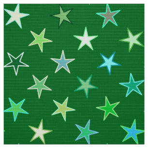 Tecido Estrelas, esmeralda e verde limão modernos do