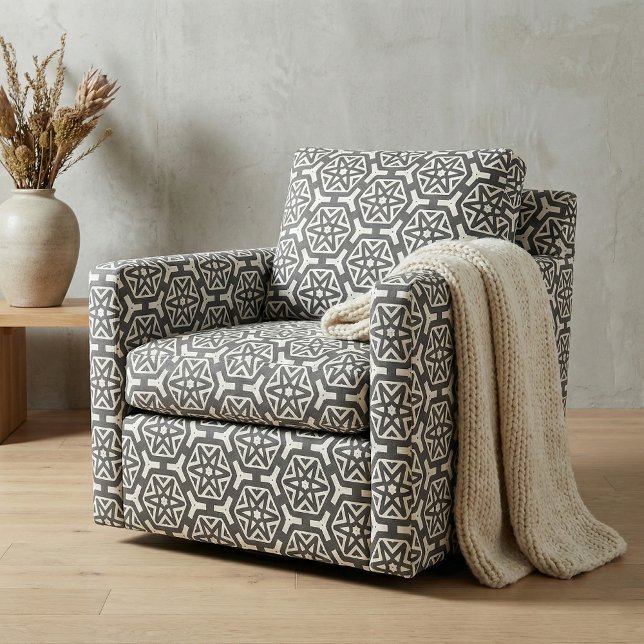 Tecido Estrelas Geométricas Modernas em Preto e Branco em (Criador carregado)