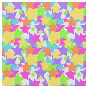 Tecido Estrelas Gritas Espalhadas Muito Bonitas Coloridas