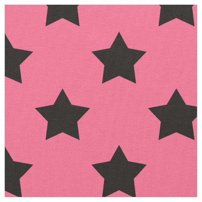 Tecido Estrelas Negras Cor-de-rosa - Padrão Têxtil Decora (Detalhe)