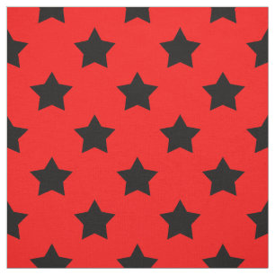 Tecido Estrelas Negras Vermelhas Padrão Têxtil Decorativo