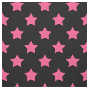 Tecido Estrelas Rosa Têxteis em Fundo Preto
