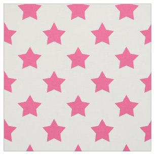 Tecido Estrelas Rosa - Têxtil Branco de Fundo