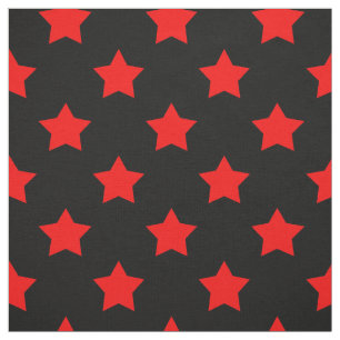 Tecido Estrelas Vermelhas Fundo Negro Têxtil
