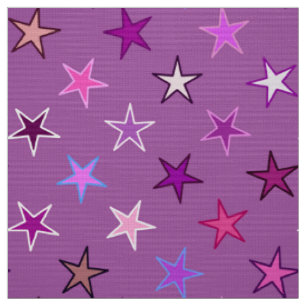 Tecido Estrelas, violeta, ameixa e rosa modernos do