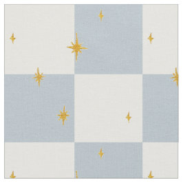 Tecido Estrelas xadrez Verificar mágico azul sálvia 