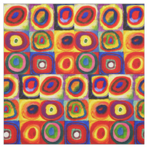 Tecido Estudo de cor de Kandinsky Quadrados Círculos Arte