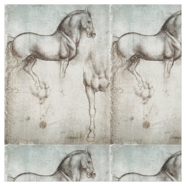 Tecido Estudo dos cavalos Leonardo da Vinci cerca de 1490 (Detalhe)