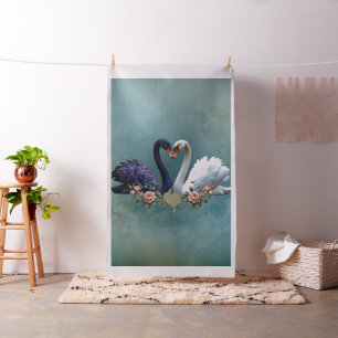 Tecido Eterno Bond, Black and White Swans in Love.