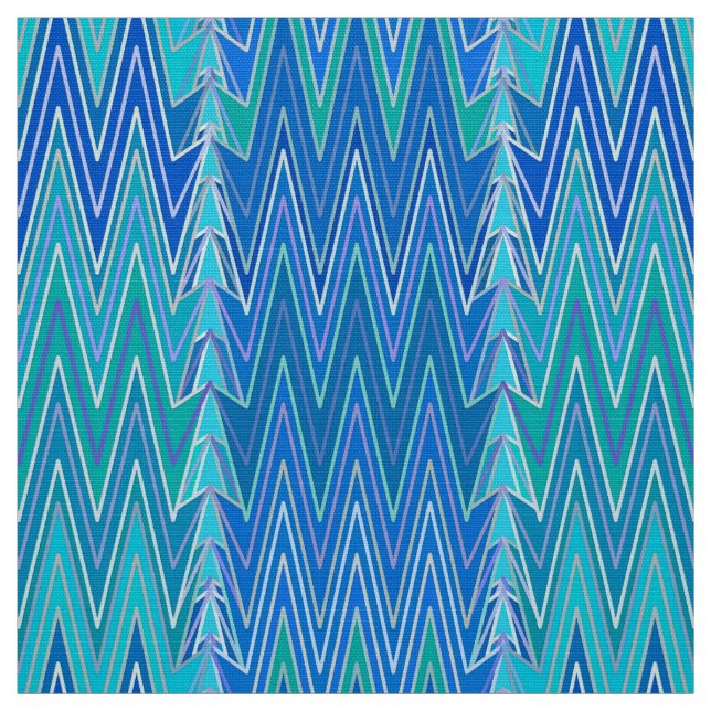 Tecido Étnica Chevron Damask, Turquoise e Blue (Modelo)