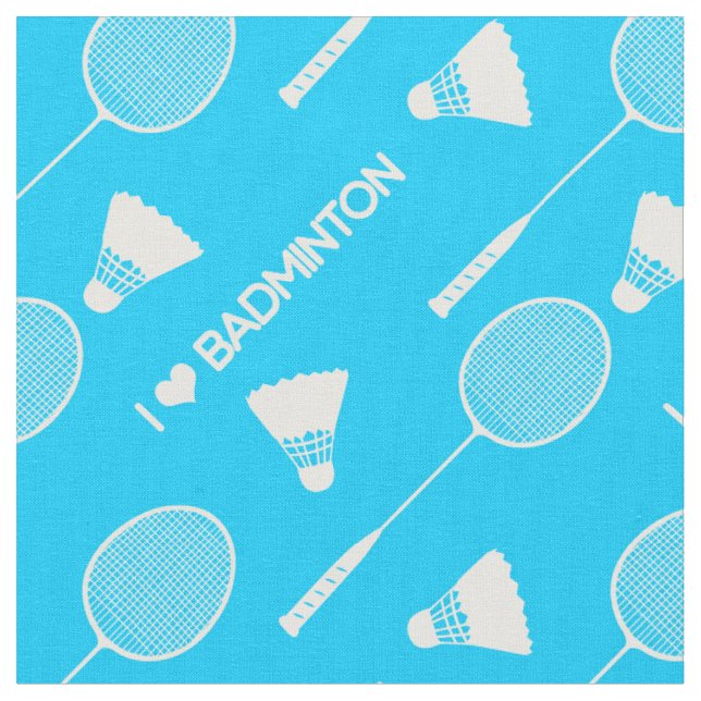 Tecido Eu adoro badminton no céu azul (Detalhe)