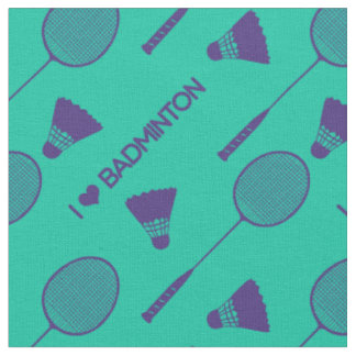 Tecido Eu adoro badminton no minty green