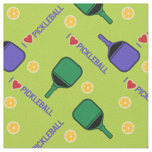 Tecido Eu adoro picleball verde de tamanho personalizado