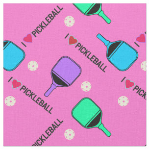 Tecido Eu adoro rosa pastel de piclebol