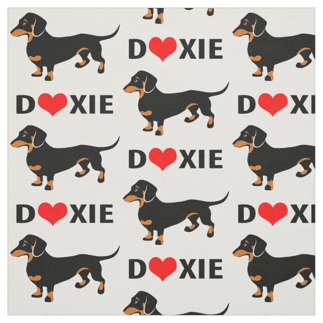 Tecido Eu amo Doxies - teste padrão do Dachshund (Modelo)