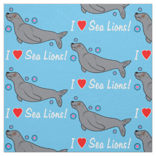 Tecido Eu amo leões de mar!