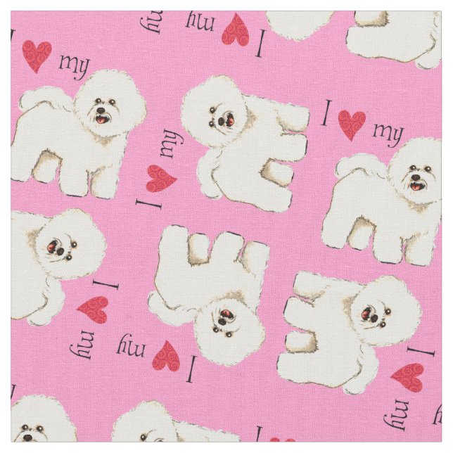 Tecido Eu amo meu Bichon (Detalhe)