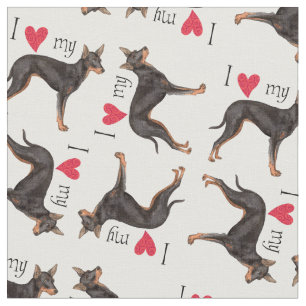 Tecido Eu amo meu brinquedo Manchester Terrier