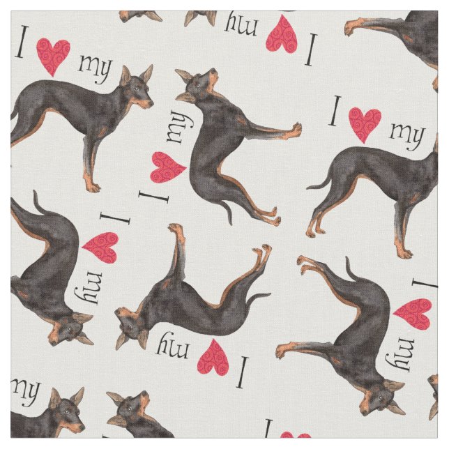 Tecido Eu amo meu brinquedo Manchester Terrier (Detalhe)