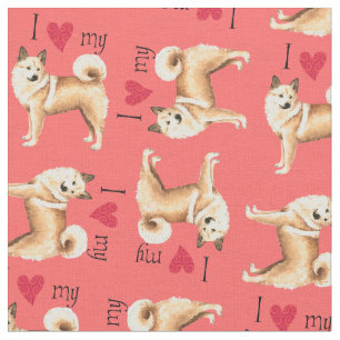 Tecido Eu amo meu Buhund norueguês