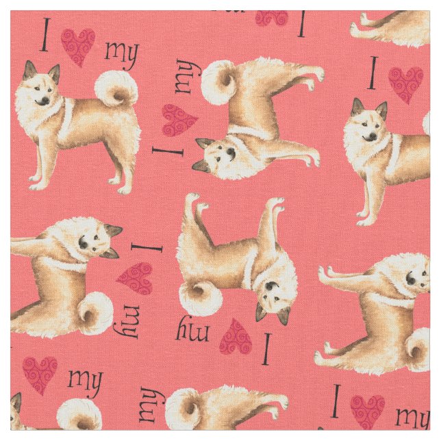Tecido Eu amo meu Buhund Norueguês (Detalhe)