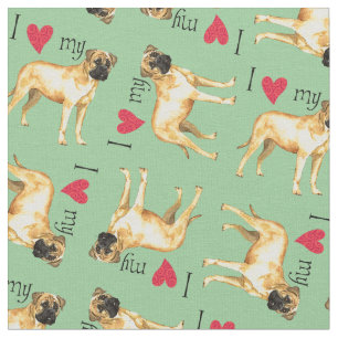 Tecido Eu amo meu Bullmastiff